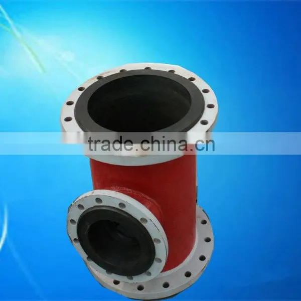 Heavy Duty Machine Rubber Lining Steel Tee With Flanges
