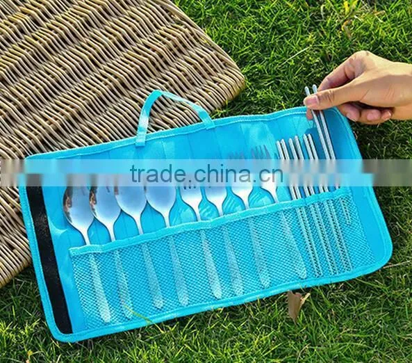 New Design Rolling Up Tableware Storage Bag /Picnic Knives And Forks Organizer Bags
