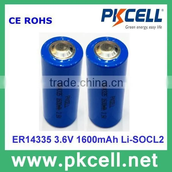 3.6V Lithium ER14335 Li-SOCL2 Battery 1600mAh