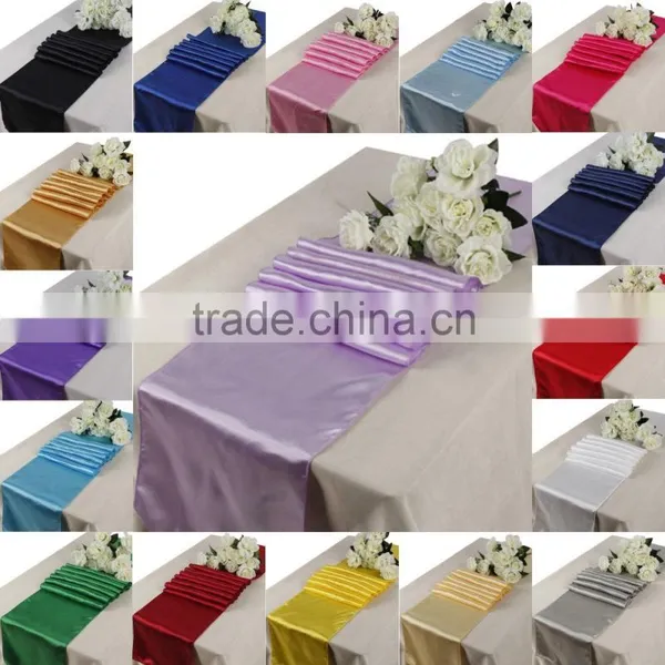 5% Discount! 12" X 108" (30cm x 275cm) Satin Table Runner For Wedding Party Decoration photo-3
