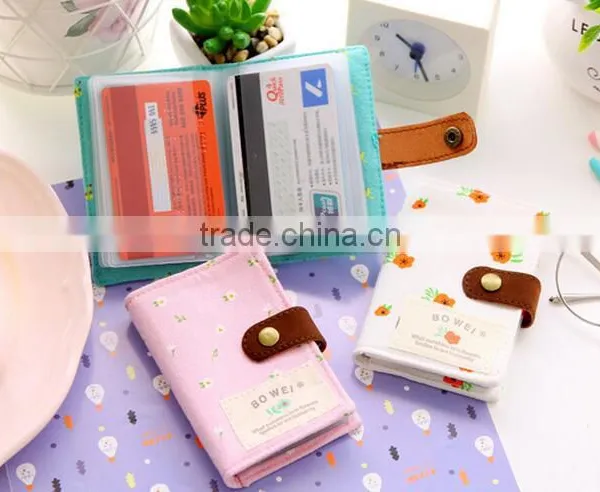 Wholesale Lovely OEM Custom Business Credit Card Holder Wallet Canvas Bank Card Bag Pvc ID Card Passport Holder Pocket Purse