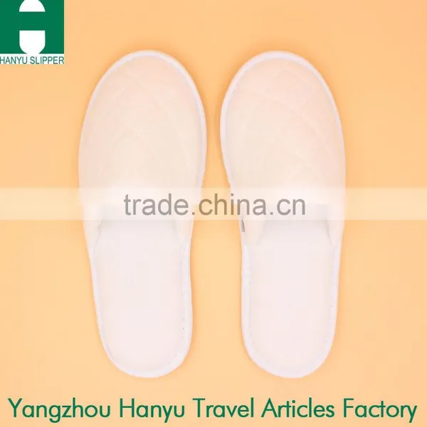 Cotton Velvet Pile Slipper With Diamond Check Upper and Anti-slip Dotted Cloth Sole