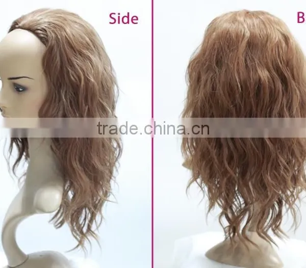 Wholesale Cheap Synthetic Jewish Wig Blonde Artificial Kinky Curly u Part Wig photo-3