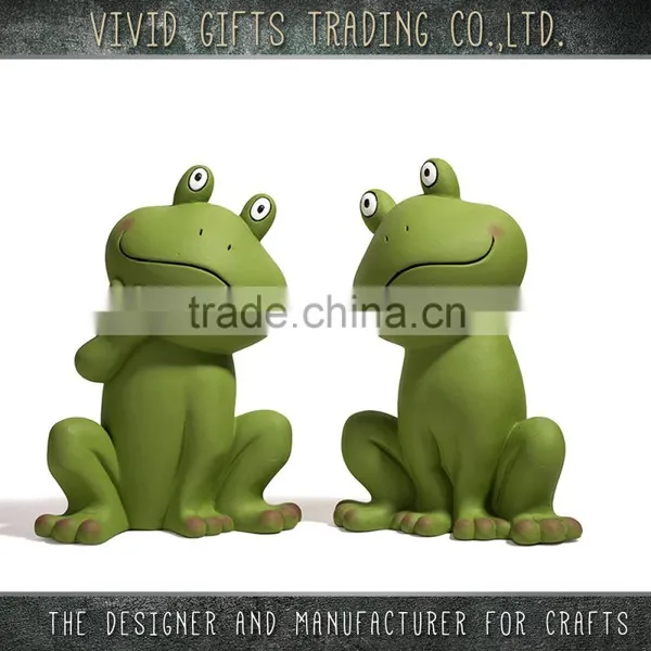 Porcelain and Ceramic Cute Sitting Frog Garden Decoration photo-3
