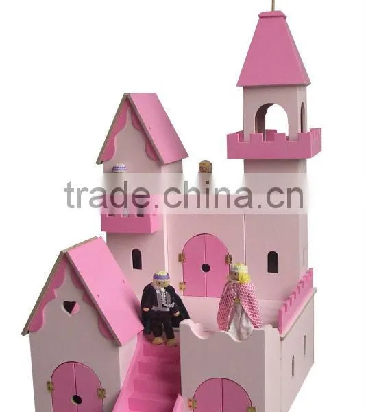 Promotional Pink DIY Wooden Castle With Soldier photo-3