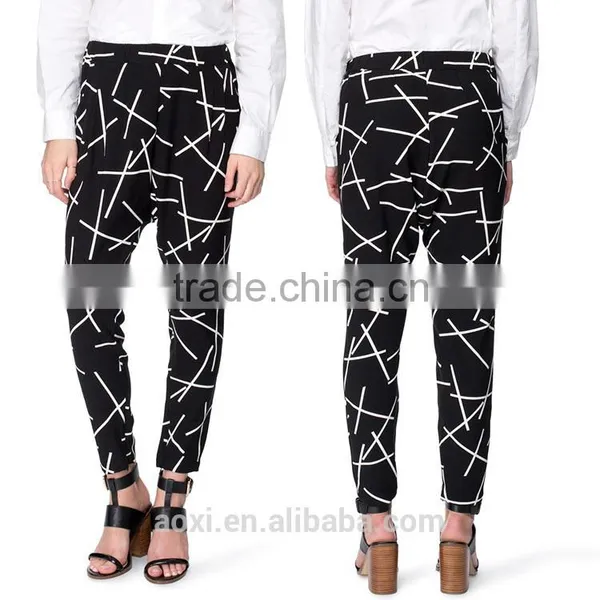 Oem Service Fashion All Over Print Widder Waist Straight Legging Elegant Women Pants 2016 photo-6