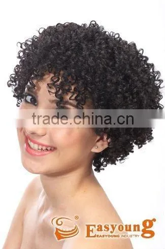 Ladies Short Black Afro Curly African American Full Lace Wigs photo-4