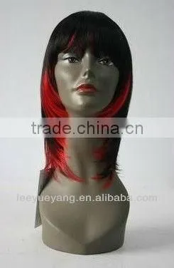 High Quality Black and Red Layered Straight Wig
