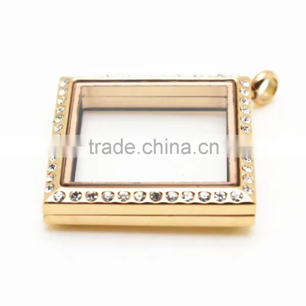 Crystal Floating Lockets Square Shape Lockets for Wholesale photo-3