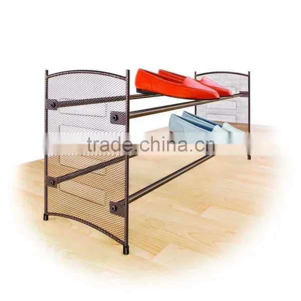 2 Tiers Metal Shoes Rack Wih Mesh Frame photo-2