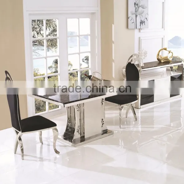 Stainless Steel Frame Rectangle Black Glass Top Dining Table photo-4