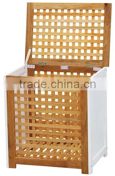 European Style Wooden Grid Series Product Wooden Laundry Basket photo-3
