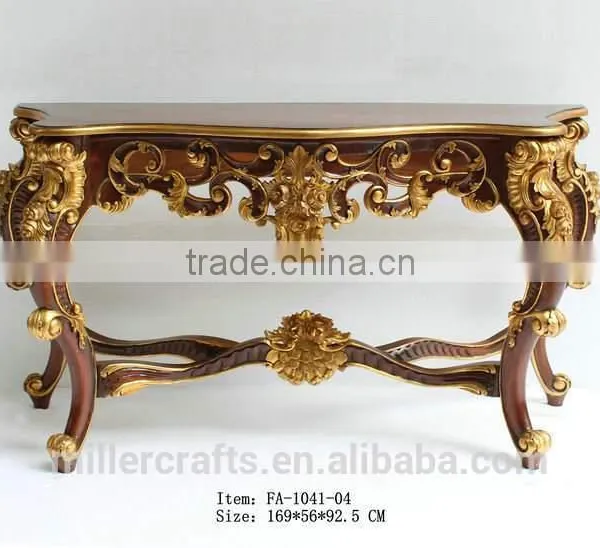 Palace Style Brown and Gold Color Veneer Top Hobby Lobby Console Table photo-2