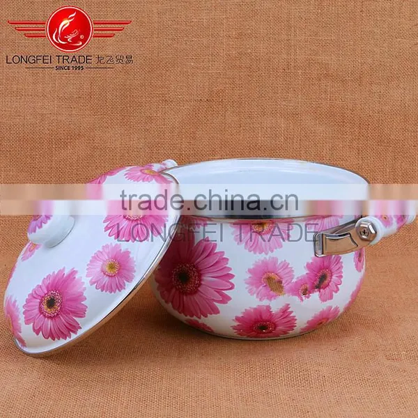 Decal Full Flower Cast Iron Stew Pot Enamel Cookware Pot With Rivetyed Handle photo-4