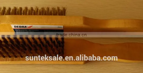 Wood Handle 5 Line Brass Wire Brush photo-2
