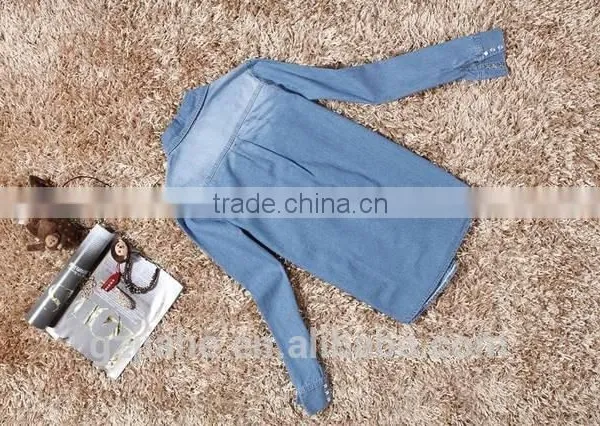 Plus Size Denim Shirt Women Clothing Nostalgic Gradient Jeans Shirt Vintage Womens Camisa Jeans Blusas Feminina Blouse photo-2