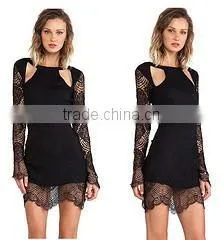 2015 Round Neck Long Sleeve Mini Lace Fashion Homecoming Dresses photo-3