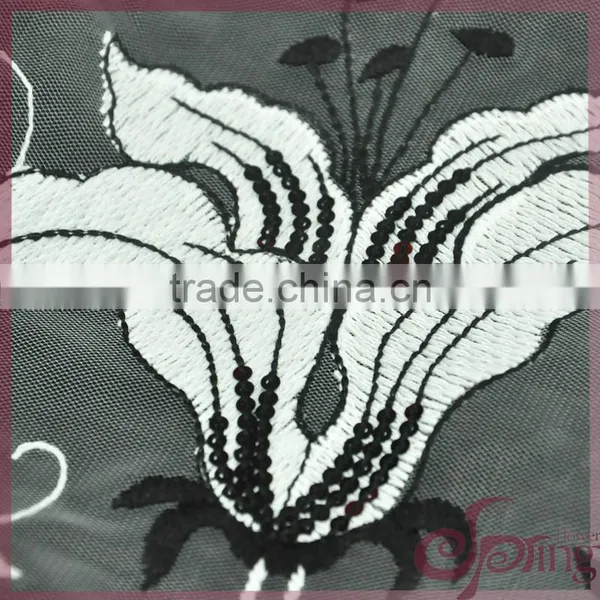 Lily Embroidered Mesh Swiss Lace Fabric, Sequin Bridal Lace Fabrics for Dress photo-4