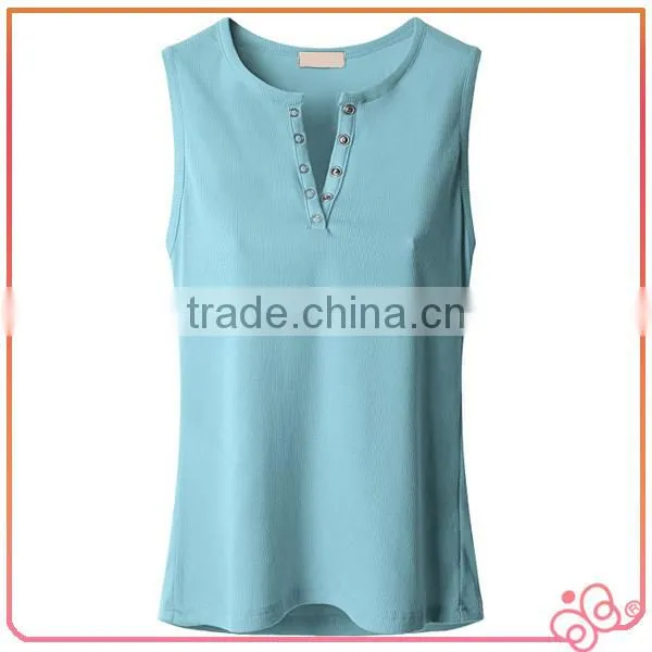 Sleeveless 100%cotton Elegant Single Jersey Ladies Tops photo-4