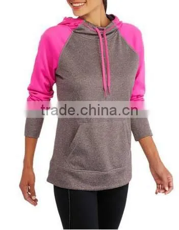 Fashion Women's Clothing 100% Polyester Raglan Tech Fleece Hoodie With Hood photo-6