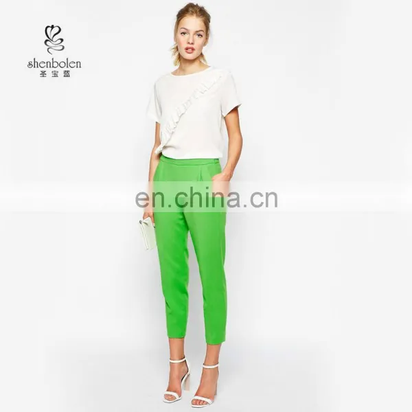 2015 New Style Green Color 3 Quarter Women Stretch Pants photo-2