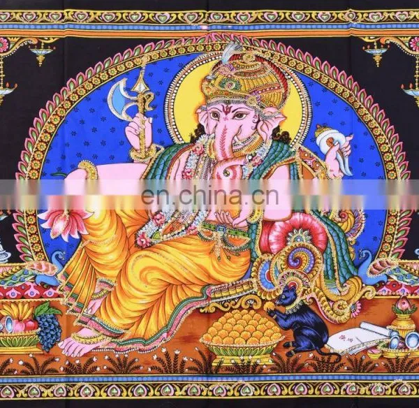 Indian Latest Poster Throw Cotton Wall Decor Lord Ganesha Home Decor Poster Meditation Wall Hanging Tapestry 45X30 Inch photo-2