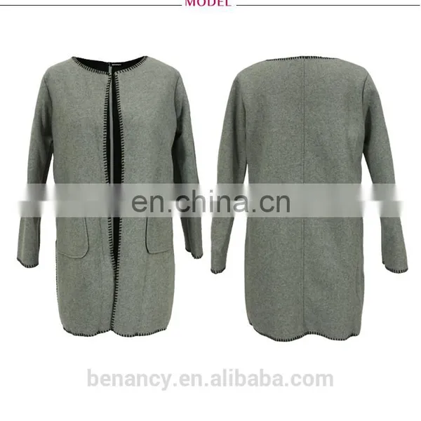 Classic Winter Outwear Thick Wool Cardigan Coat For Mature Women photo-4