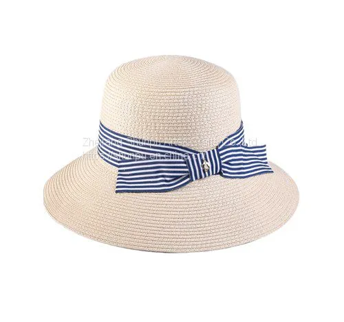 Paper Braid Bucket Hat With Bowknot