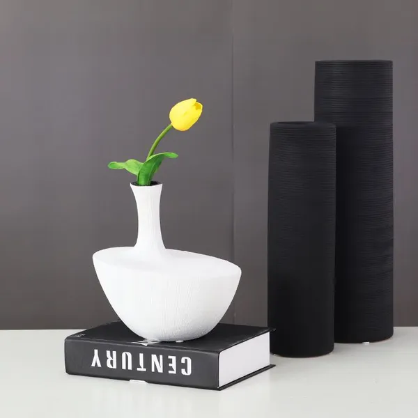 Personalised Tall Thin Large Big White Black Small Bore Ceramic Vase For Living Room TV Bench photo-4