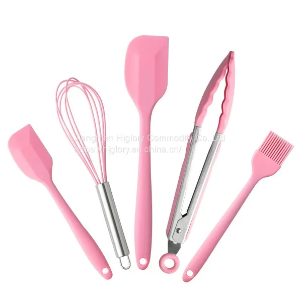 Wholesale Kitchen Accessories 5Pcs Heat Resistant Food Silicone Kitchen Utensils Cooking Spatula Set photo-3