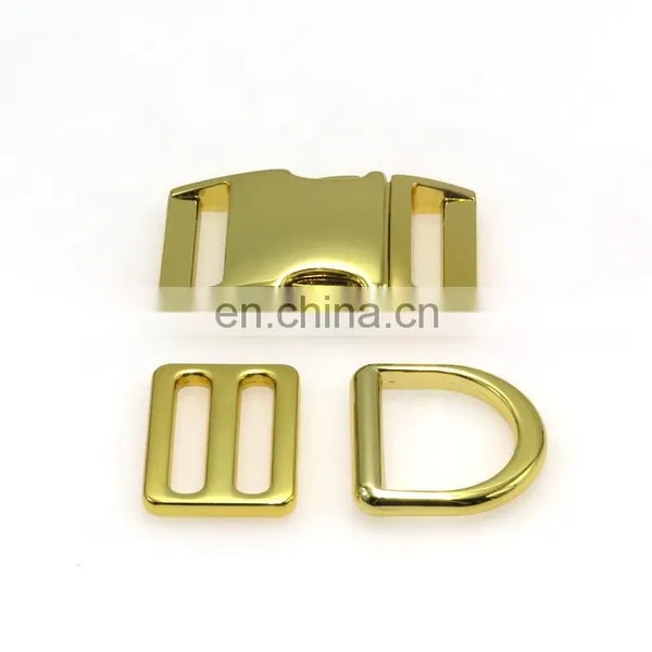 Gold Metal Zinc Alloy D Ring Adjustable Buckle Dog Hook Quick Side Release Buckle For Dog Accessories photo-5