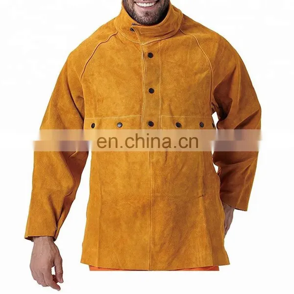 Mens Split Cowhide Leather Welding Cape Sleeves With Detachable Leather Welding Apron photo-2