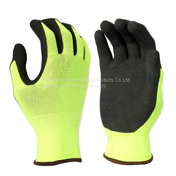 13Gauge Polyester Liner Latex Sandy Coated Work Gloves photo-3