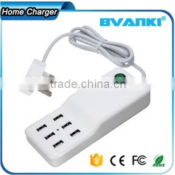 2016 Trending Hot Products Universal Wall Socket 50 Watt 6 Port Rapid Charger Desktop USB Charger With AC Power Cable