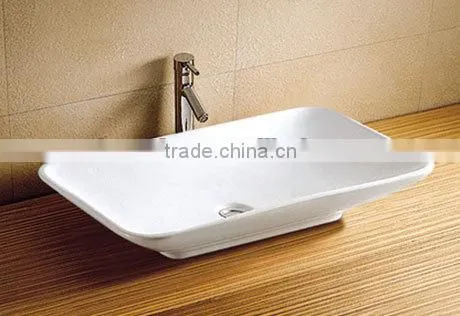 Bathrooms Design Countertop Rectangular White Ceramic Art Basin photo-3