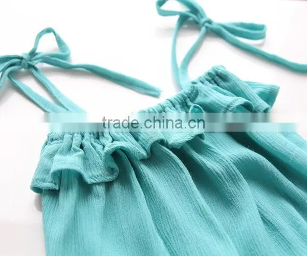 2016 Summer Baby Infant Children's Clothing Baby Girl Clothes Sling Pure Color Jmpsuit Ruffle Cotton Rompers photo-5