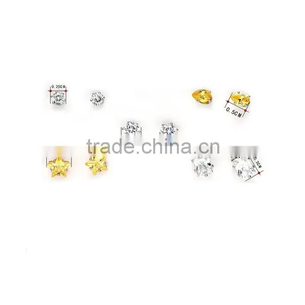 Newest 5 Pairs White and Yellow Zircon Jewellery Earrings Sets For Party Girls photo-2