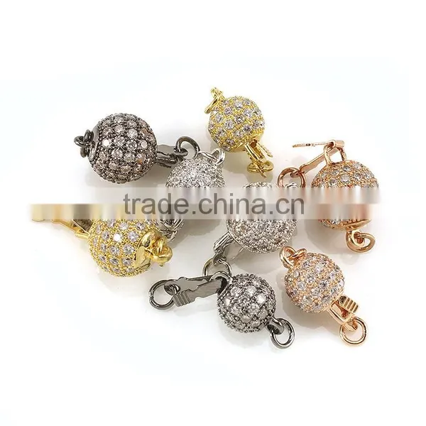 CZ6639 Hotsale Mirco cz Diamond Pave Ball Magnetic Clasp photo-2