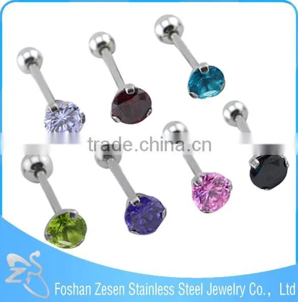 Fashionable Design Medical Steel Epoxy Mutil Crystal Ball Sparkle Tongue Ring photo-2