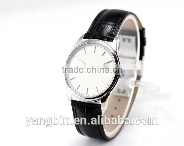 2015 Hot Selling Men Stainless Steel Leather Band Factory Watch photo-4