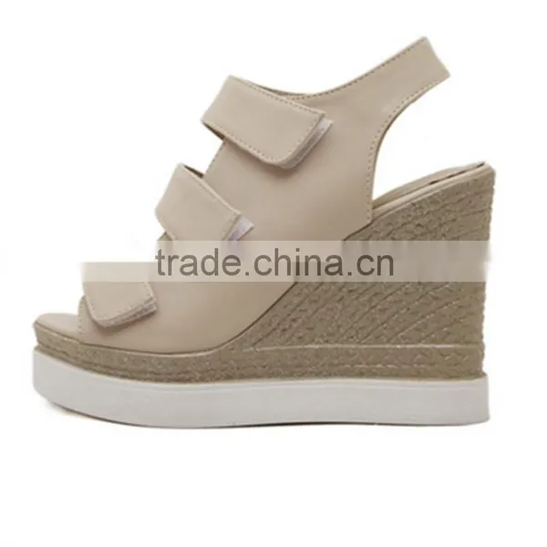 Latest Design Fashion Ladies Wedge High Heel Sandals With Hole photo-3