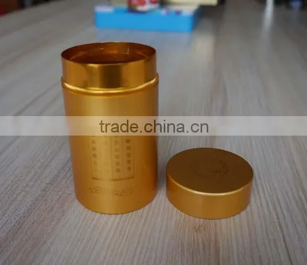 Small Gold Round Tin Can For Tea Package photo-3