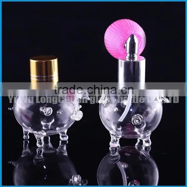 Handmade Handicrafts Transparent Glass Piggy.Transparent Perfume Glass Bottle for Perfume With Metal Bulb Atomizer Provider photo-4