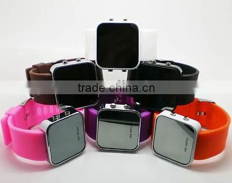Unisex Fashionable Silicone Sport Mixed Colorful Color Led Mirror Watches photo-5