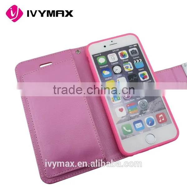 2016 Trending Products Rich Diary Wallet Case Premium Soft Synthetic Leather Case With ID Credit Card Slots for Iphone 6 photo-5