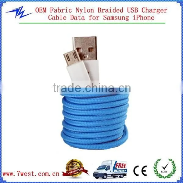 Colorful Nylon Braided Micro USB Charging Cable for Iphone4/iphone5/iphone6 photo-3