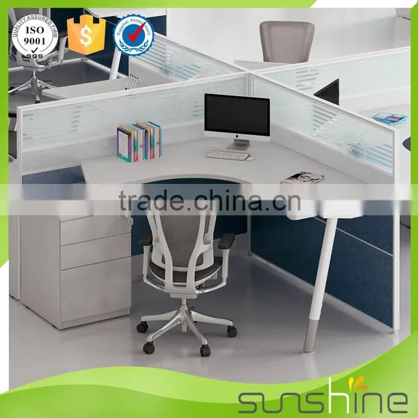 YS-SW09 Modern Design Cubicle Office Workstation Furniture 4 Seats Face To Face MFC Board Panel And Glass Partition photo-2