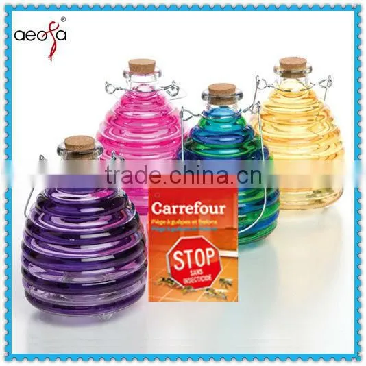 **********home and Guarden Colored Hanging Glass Bottle for Fly Catcher