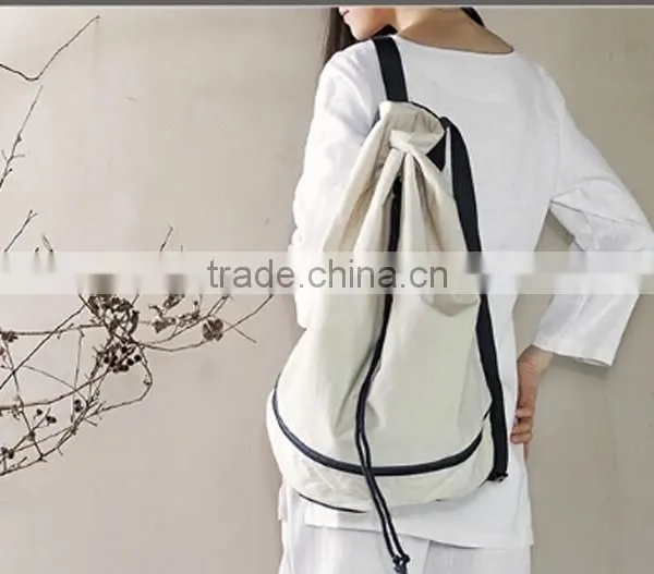 Wholesale Custom High Quality White Large Capacity Sling and Double Shoulders Cotton Canvas Yoga Bag Backpack photo-4