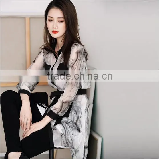 100%Silk Women Long Shirts For Western Style photo-2